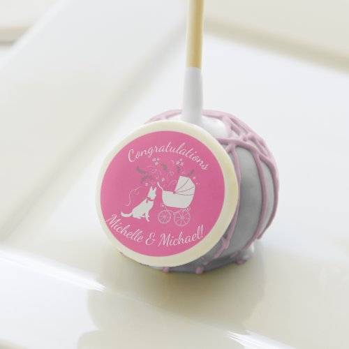 German Shepherd Dog Baby Shower Pink Girl Cake Pops