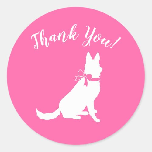 German Shepherd Dog Baby Shower Pink Girl Classic Round Sticker