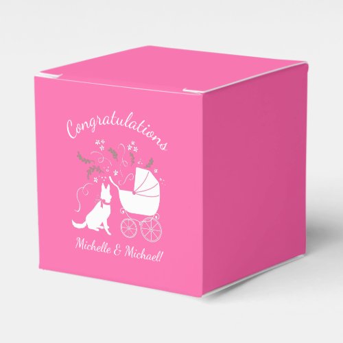 German Shepherd Dog Baby Shower Pink Girl Favor Boxes