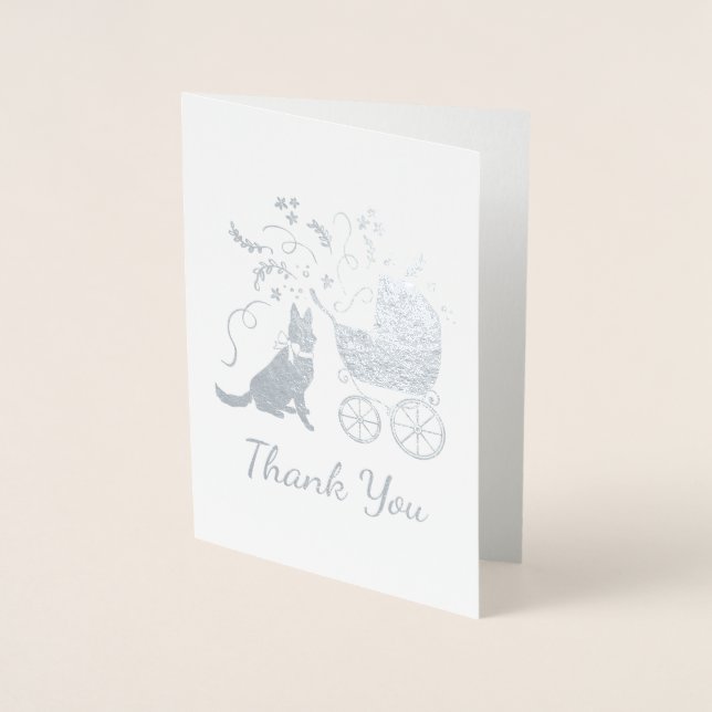 German Shepherd Dog Baby Shower Pink Girl Foil Card (Front)