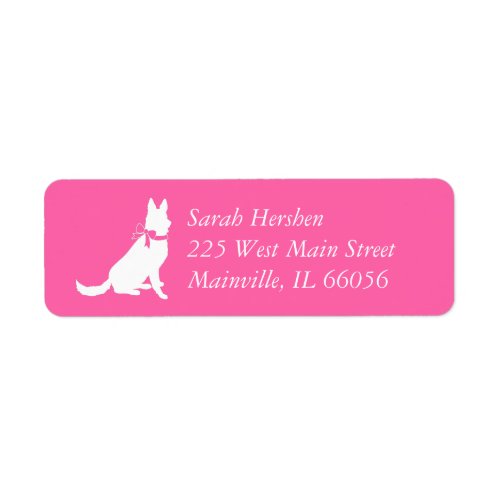 German Shepherd Dog Baby Shower Pink Girl Label