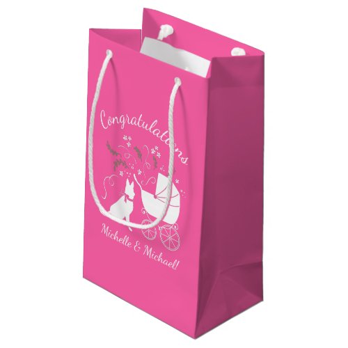 German Shepherd Dog Baby Shower Pink Girl Small Gift Bag