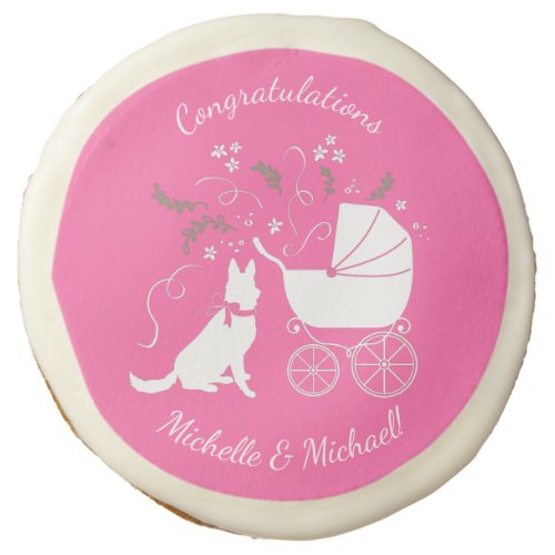 German Shepherd Dog Baby Shower Pink Girl Sugar Cookie