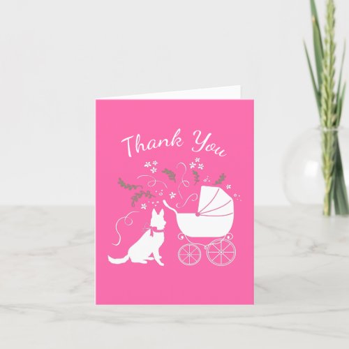 German Shepherd Dog Baby Shower Pink Girl Thank You Card