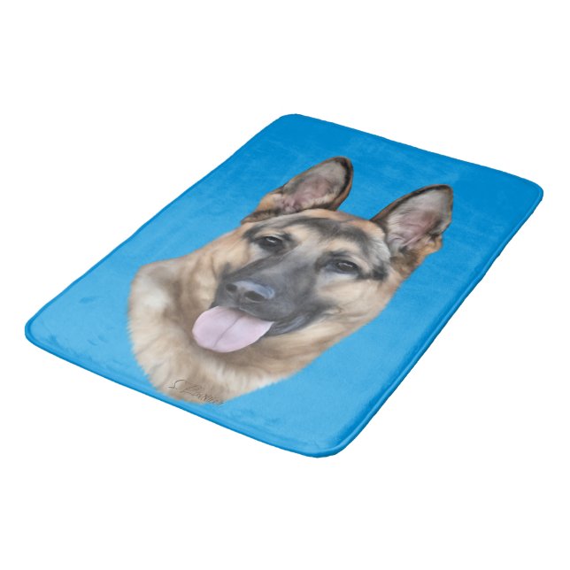 German Shepherd Dog Bath Mat (Angled)