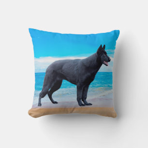 German Shepherd Dog Beach Portrait Throw Pillow