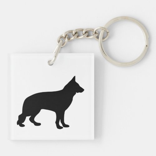 German Shepherd dog beautiful black silhouette Keychain