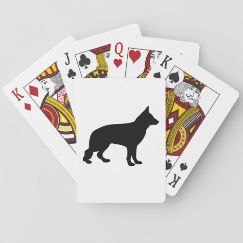 German Shepherd dog beautiful black silhouette Poker Cards