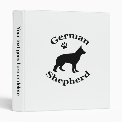 german shepherd dog black silhouette paw print binder