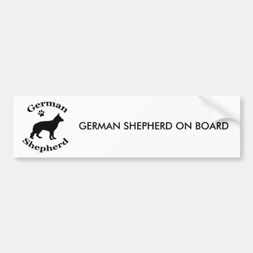 German Shepherd dog black silhouette paw print Bumper Sticker