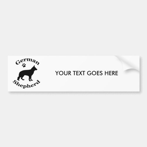 German Shepherd dog black silhouette paw print Bumper Sticker
