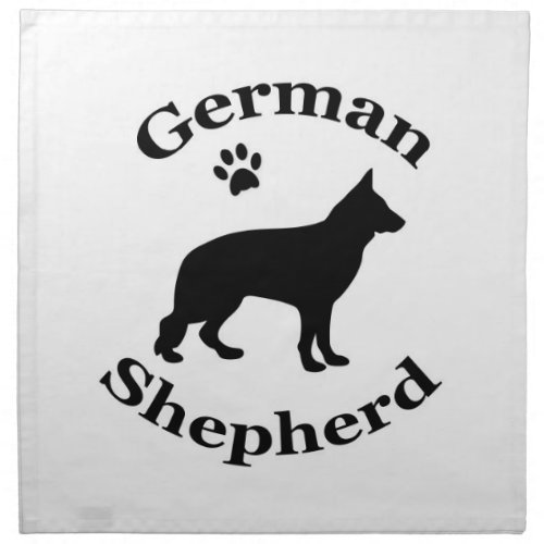 German Shepherd dog black silhouette paw print Cloth Napkin