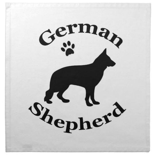 German Shepherd dog black silhouette paw print Cloth Napkin | Zazzle.com