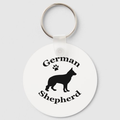 german shepherd dog black silhouette paw print keychain