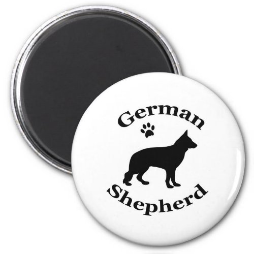 german shepherd dog black silhouette paw print magnet