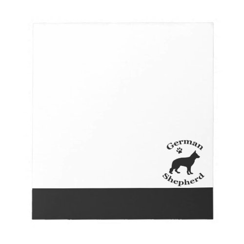 German Shepherd dog black silhouette paw print Notepad