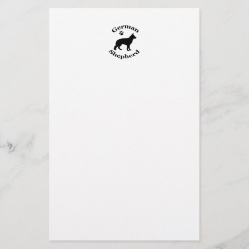 german shepherd dog black silhouette stationery