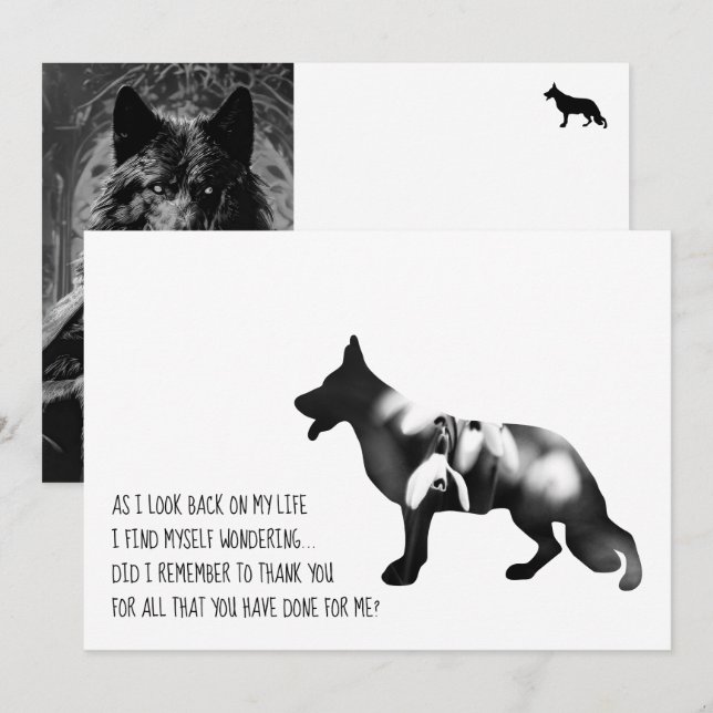 German Shepherd dog Black Thank You Card (Front/Back)
