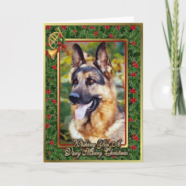German Shepherd Dog Blank Christmas Card (Front)