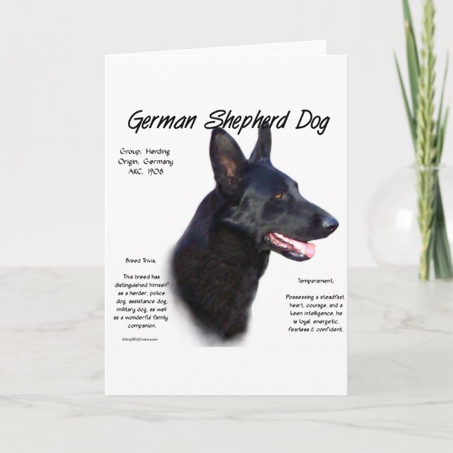 German Shepherd Dog (blk) History Design Card (Front)