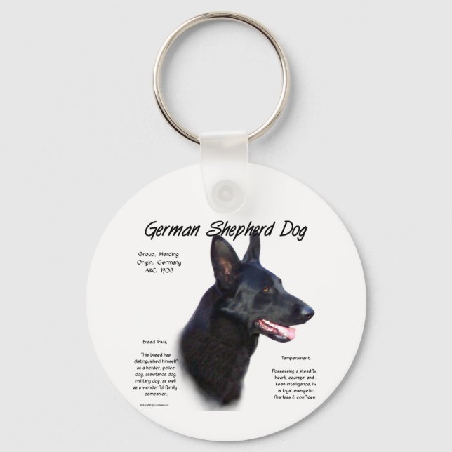 German Shepherd Dog (blk) History Design Keychain (Front)