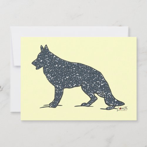 German Shepherd Dog + Blue Hearts Flat Note Cards Personalized Invites