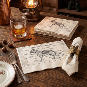 German Shepherd Dog Blueprint Napkins