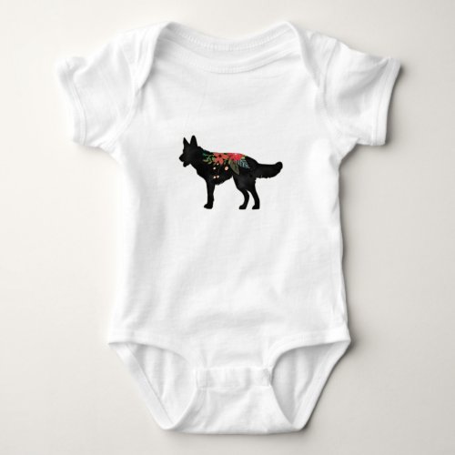 German Shepherd Dog Breed Bohemian Floral Baby Bodysuit