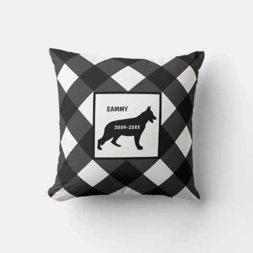 German Shepherd Dog Breed Buffalo Check Memorial Throw Pillow