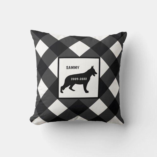 German Shepherd Dog Breed Buffalo Check Memorial Throw Pillow (Front)