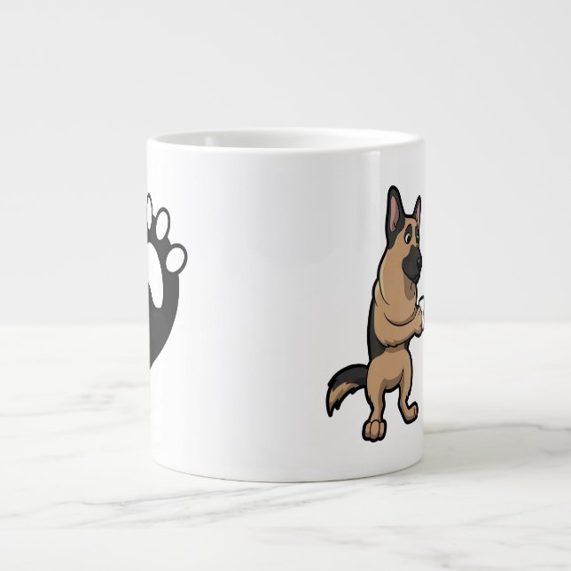 German Shepherd Dog Breed & Coffee In The Mornings Giant Coffee Mug (Front)