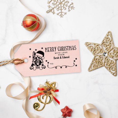 German Shepherd Dog Breed Merry Christmas Tag  Rubber Stamp