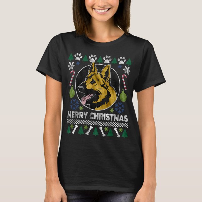 German Shepherd Dog Breed Ugly Christmas Sweater (Front)