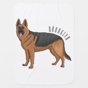 German shepherd dog cartoon illustration baby blanket