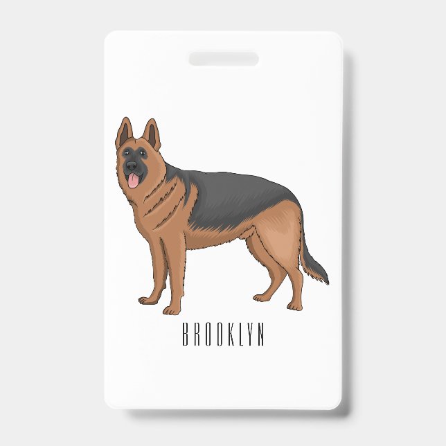 German shepherd dog cartoon illustration  badge (Front)