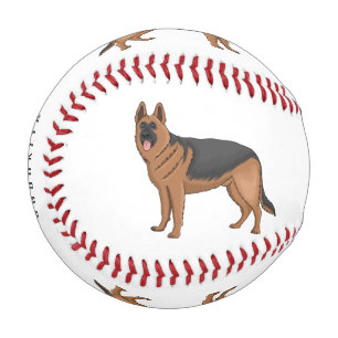 German shepherd dog cartoon illustration baseball