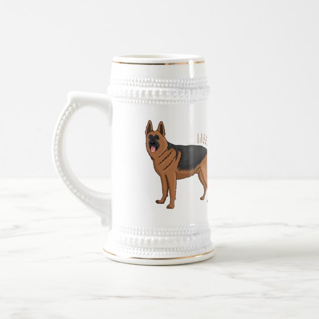 German shepherd dog cartoon illustration beer stein (Left)