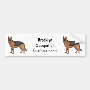 German shepherd dog cartoon illustration bumper sticker