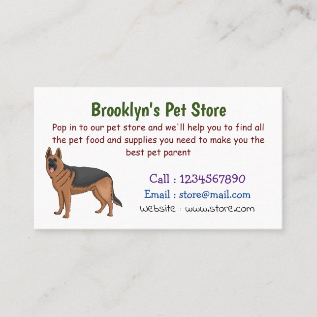 German shepherd dog cartoon illustration  business card (Front)