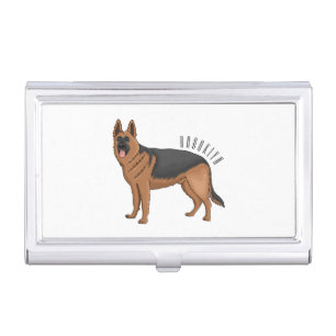 German shepherd dog cartoon illustration  business card case
