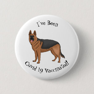 German shepherd dog cartoon illustration button