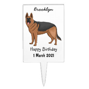 German shepherd dog cartoon illustration cake topper
