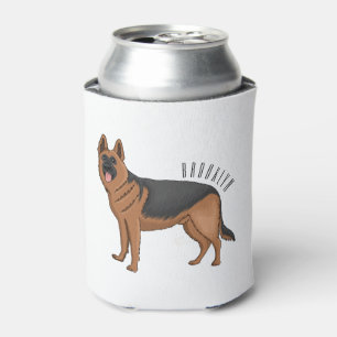 German shepherd dog cartoon illustration can cooler