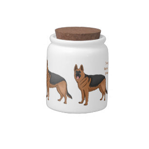 German shepherd dog cartoon illustration candy jar