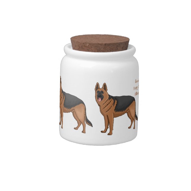 German shepherd dog cartoon illustration candy jar (Left)