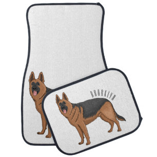 German shepherd dog cartoon illustration car floor mat