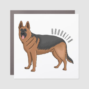 German shepherd dog cartoon illustration car magnet