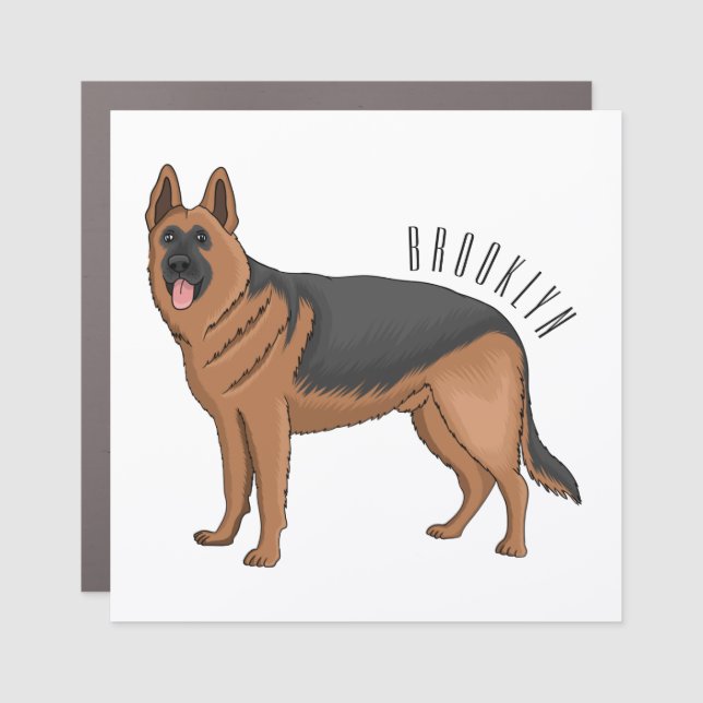 German shepherd dog cartoon illustration  car magnet (Front)