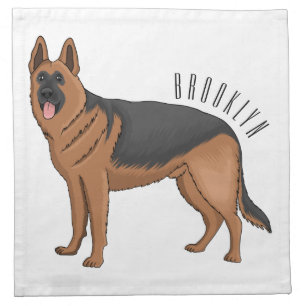 German shepherd dog cartoon illustration cloth napkin