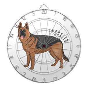 German shepherd dog cartoon illustration dart board